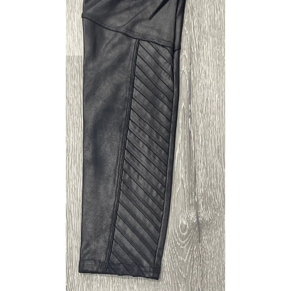 SPANX Faux Leather Moto Leggings Black Shaping Slimming‎ Stretch Womens M - Picture 12 of 16